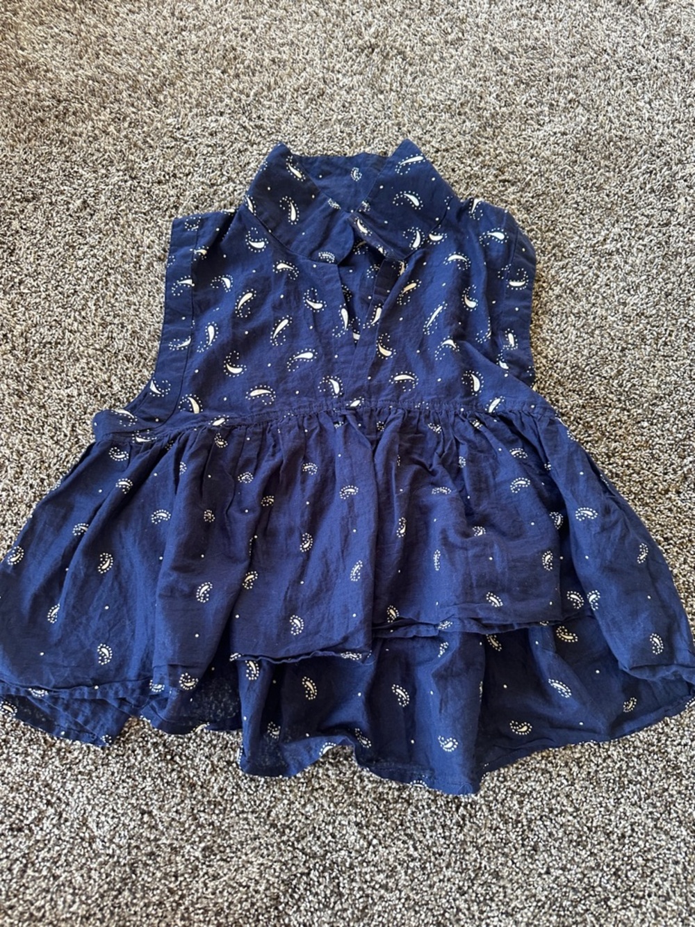 Source Unknown Navy Paisley Tiered Sleeveless Blouse